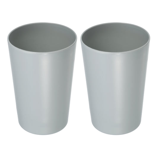 2 Pcs Solid Bathroom Toothbrush Tumblers PP Cup for Bathroom Kitchen, 4.52"x3.03" Gray