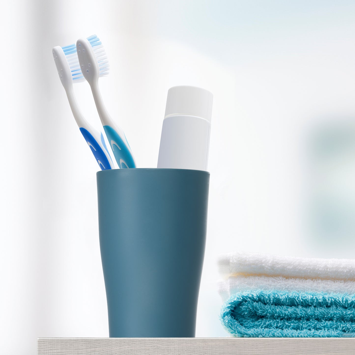 2 vasos de PP para cepillos de dientes de baño y cocina, 12,5 x 7,6 cm, color azul