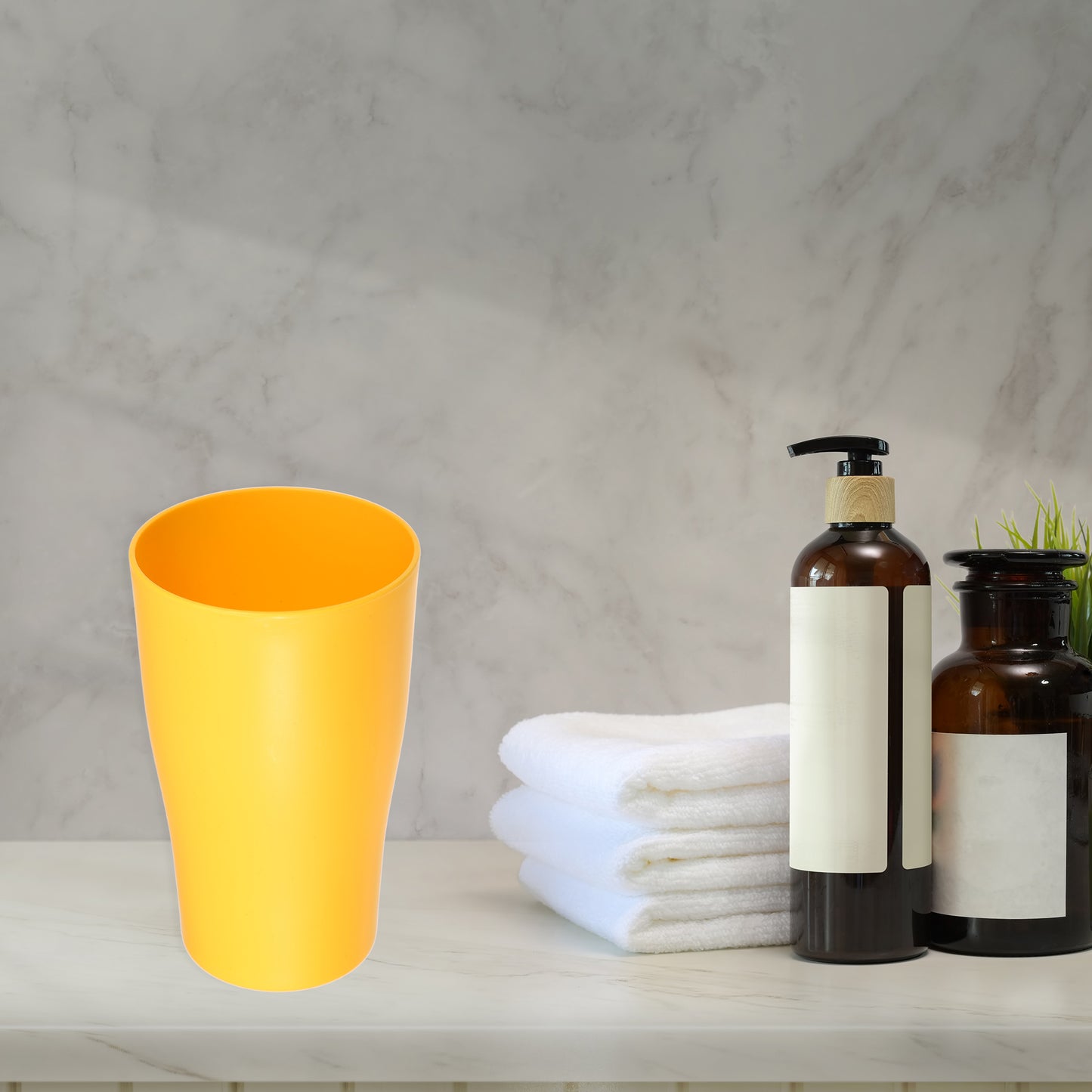 2 Pcs Bathroom Toothbrush Tumblers PP Cup for Bathroom Kitchen, 4.92"x3.03" Yellow