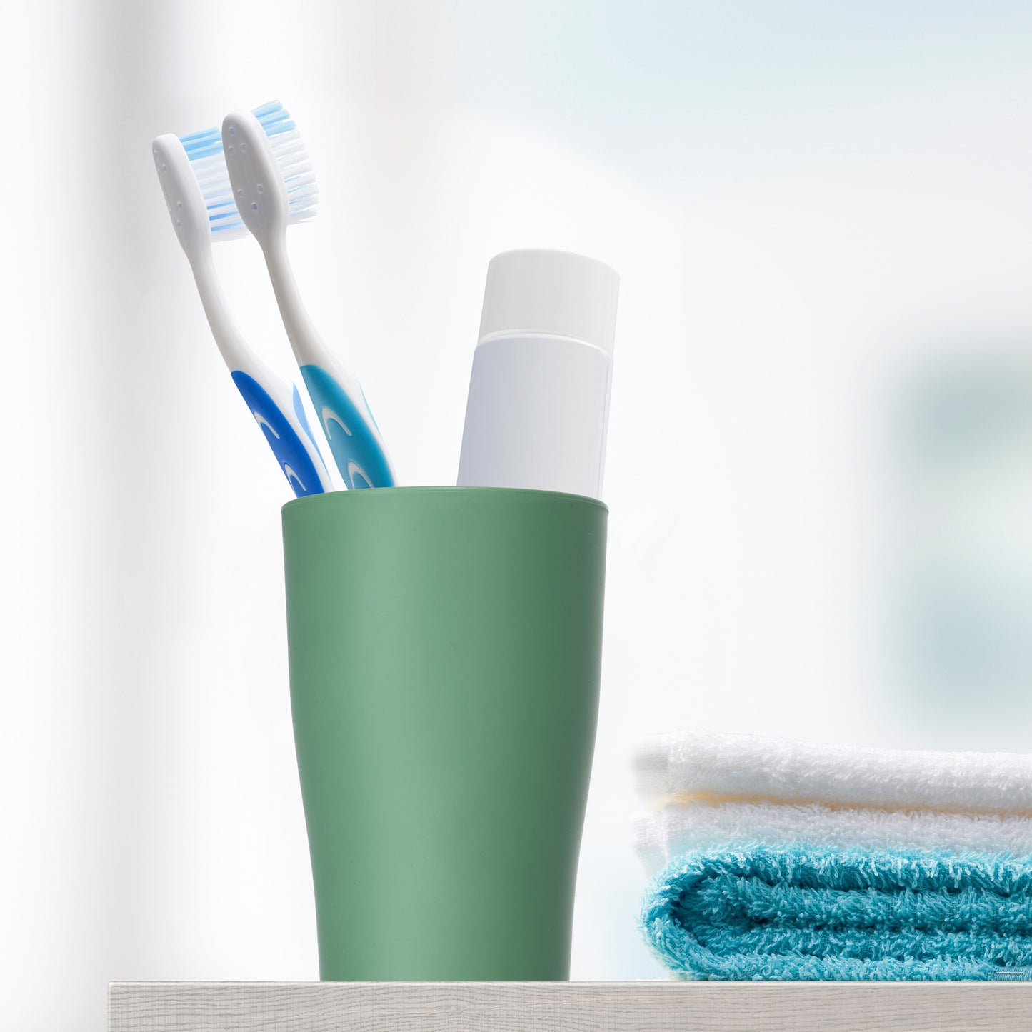 2 vasos de PP para cepillos de dientes de baño y cocina, 12,5 x 7,6 cm, color verde