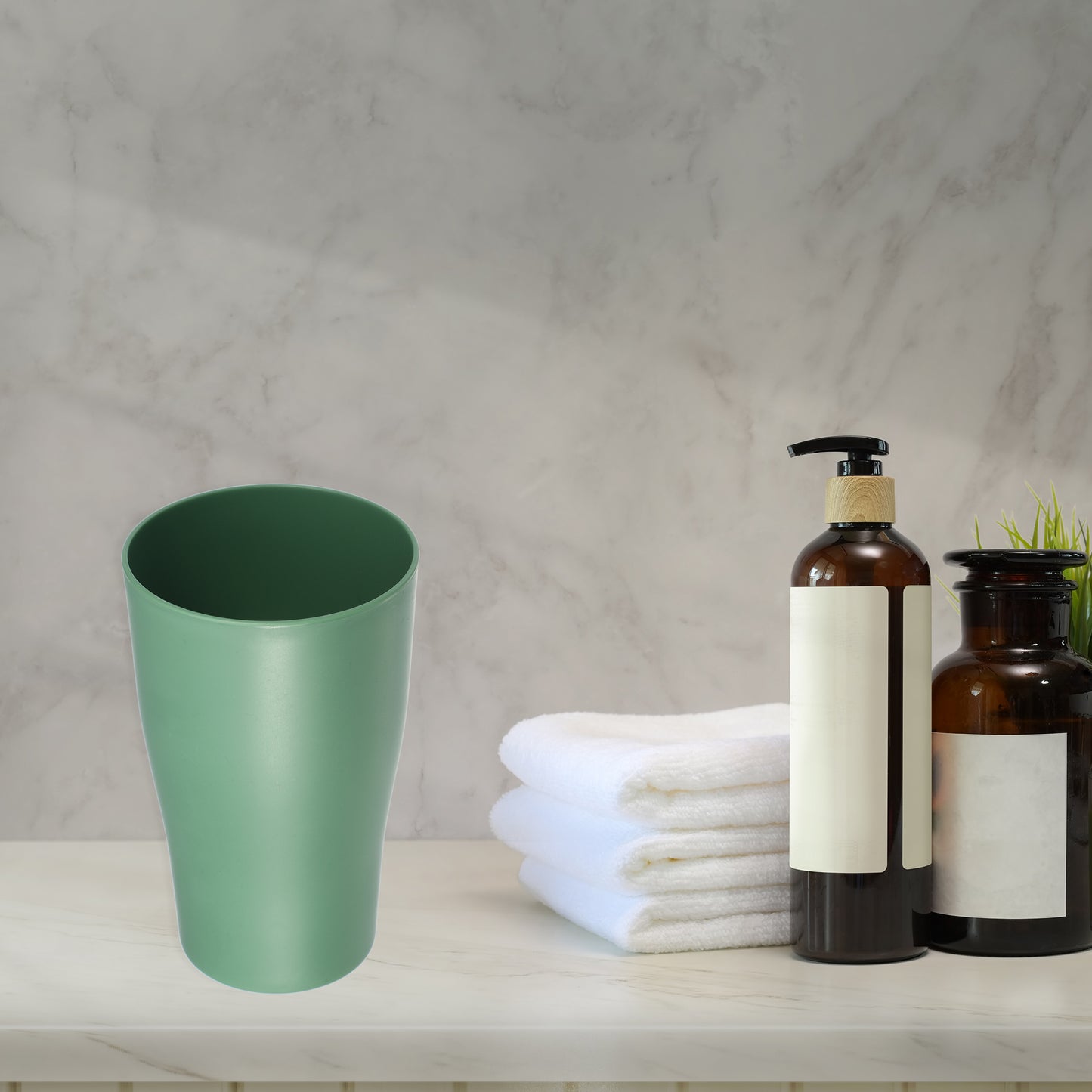 2 vasos de PP para cepillos de dientes de baño y cocina, 12,5 x 7,6 cm, color verde