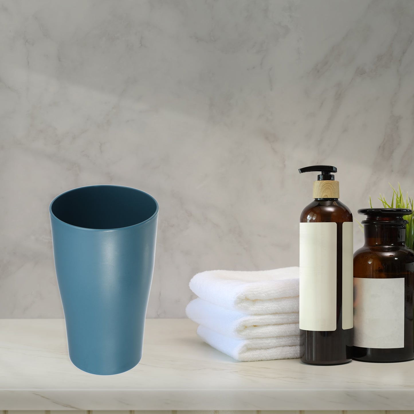 2 vasos de PP para baño, vaso para cepillo de dientes, 12,5 x 7,6 cm, azul y verde