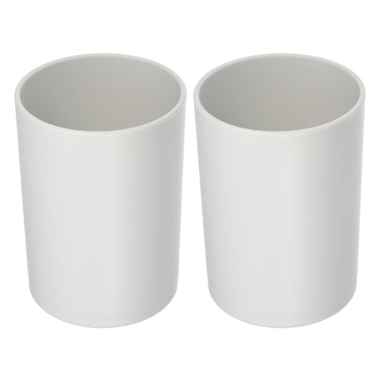 2 Pcs Simple Bathroom Toothbrush Tumblers PP Cup, 4.05"x2.91" Gray