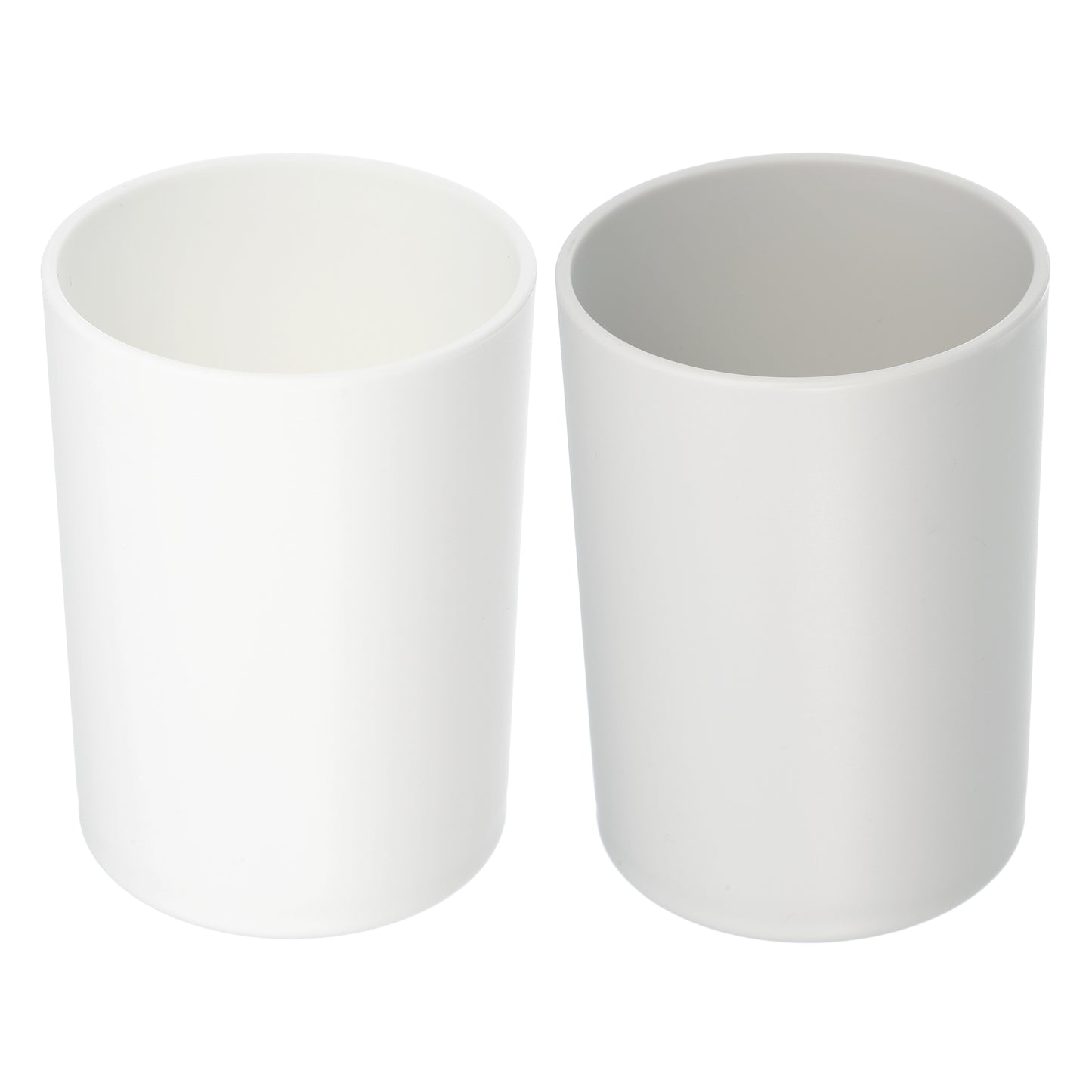 2 Pcs Bathroom Toothbrush Tumblers PP Cup , 4.05"x2.91" White Gray
