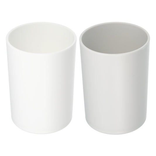 2 Pcs Bathroom Toothbrush Tumblers PP Cup , 4.05"x2.91" White Gray