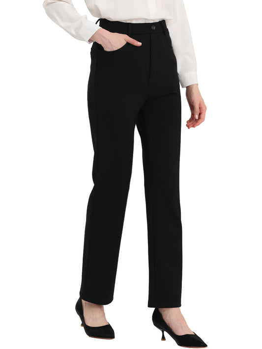 Pantalones de trabajo para mujer, de cintura alta, rectos, elásticos, para yoga y negocios