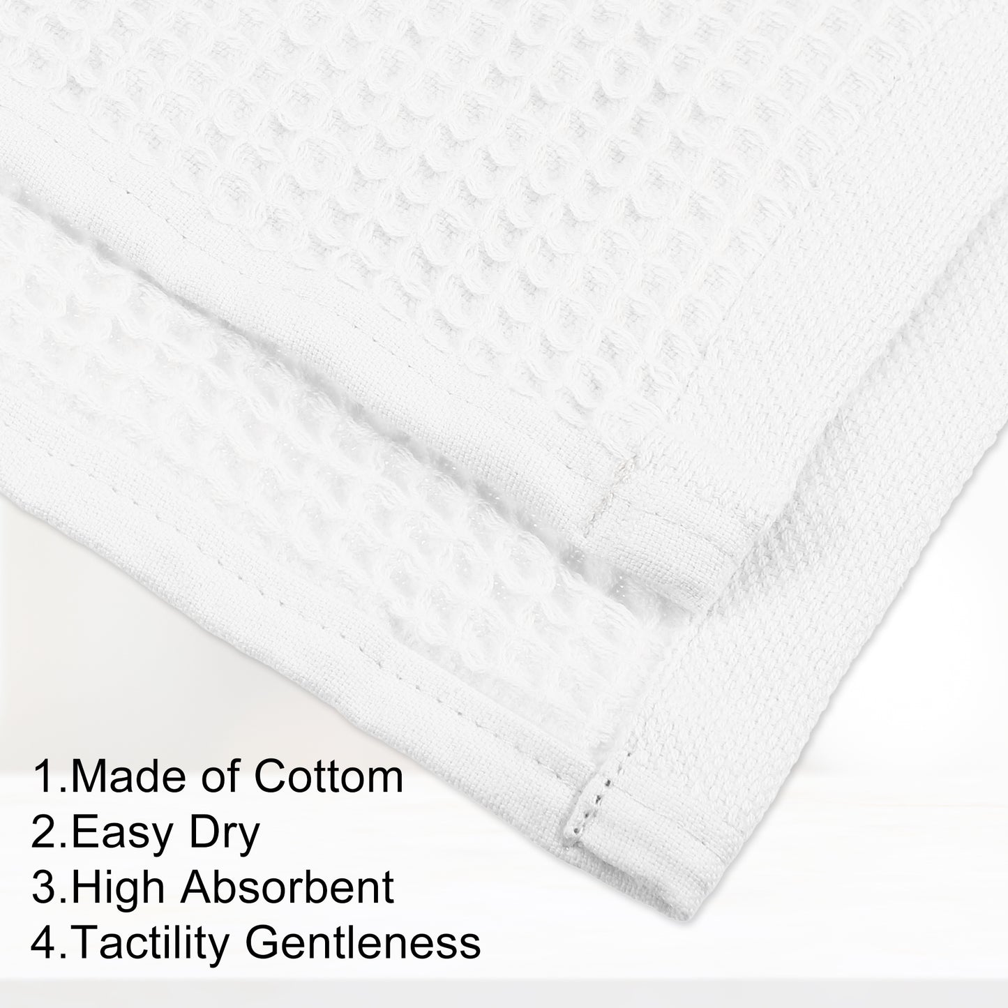 1 Pc Waffle Weave Soft Absorbent Cotton Bath Towel, White, 55.12"x27.56"