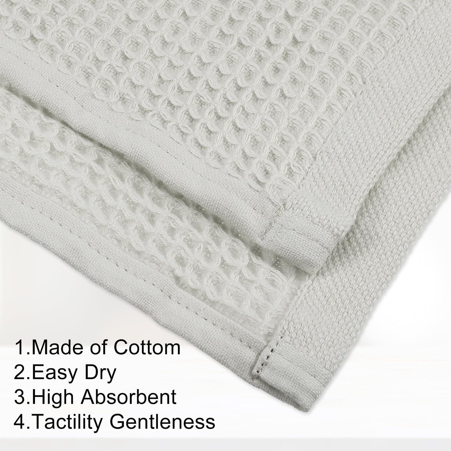 1 Pc Waffle Weave Soft Absorbent Cotton Bath Towel, Gray, 55.12"x27.56"