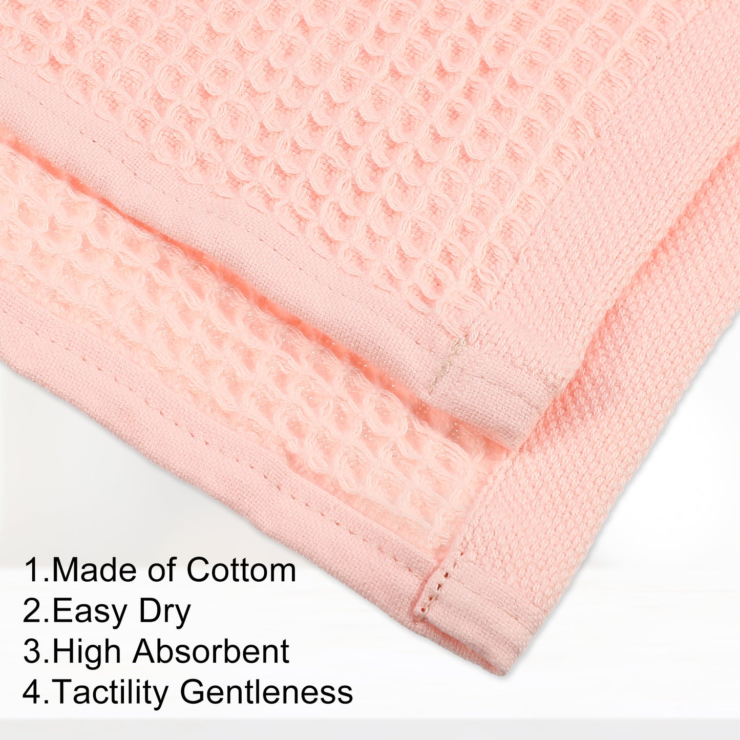 1 Pc Waffle Weave Soft Absorbent Cotton Bath Towel, Pink, 55.12"x27.56"