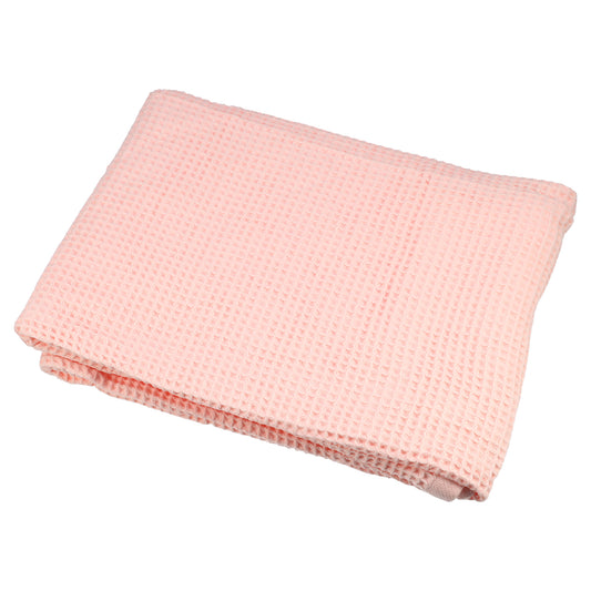 1 Pc Waffle Weave Soft Absorbent Cotton Bath Towel, Pink, 55.12"x27.56"
