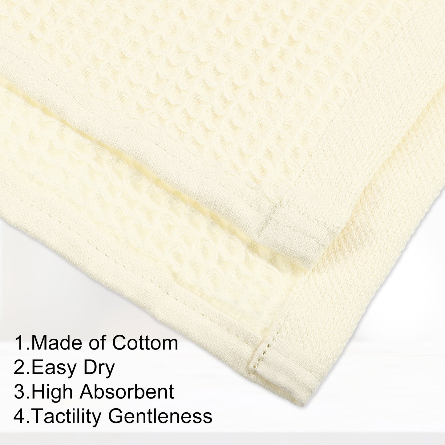 1 Pc Waffle Weave Soft Absorbent Cotton Bath Towel, Beige, 55.12"x27.56"