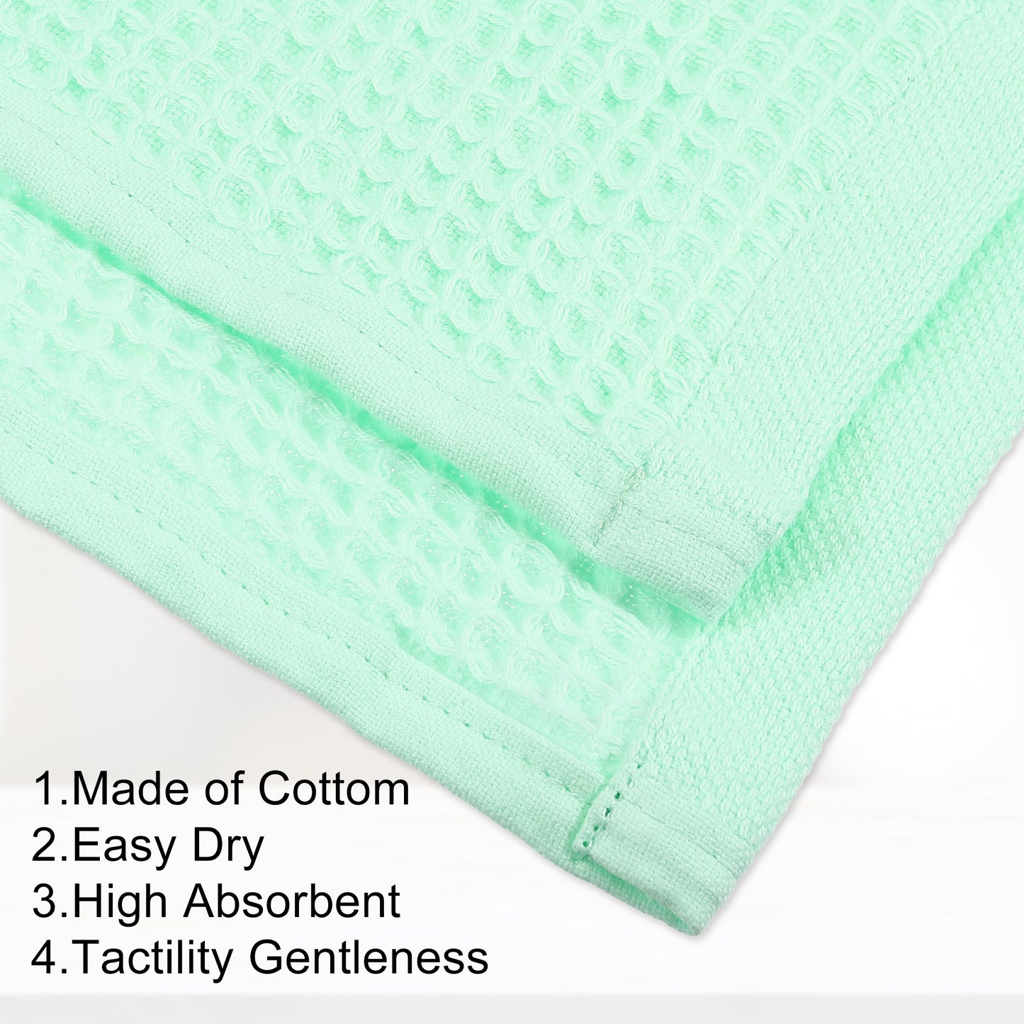 1 Pc Waffle Weave Soft Absorbent Cotton Bath Towel, Green, 55.12"x27.56"