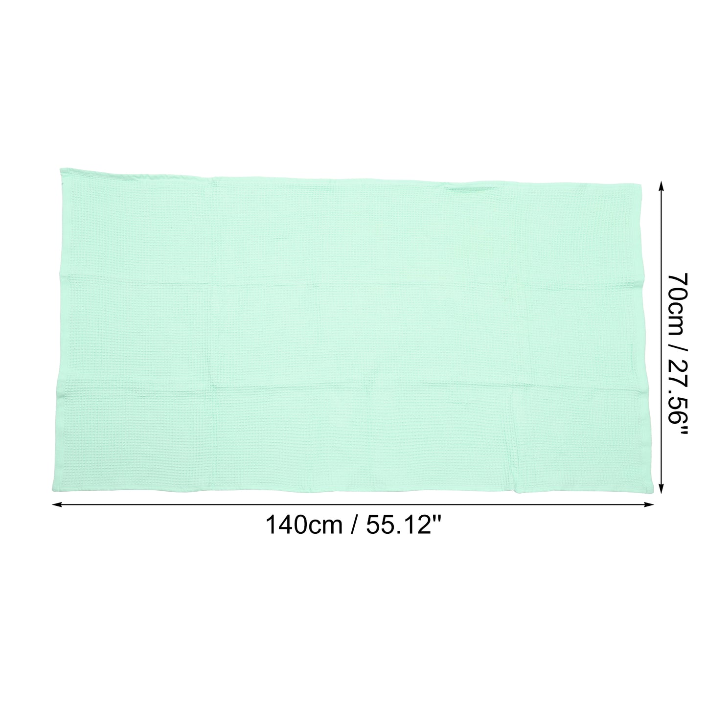 1 Pc Waffle Weave Soft Absorbent Cotton Bath Towel, Green, 55.12"x27.56"