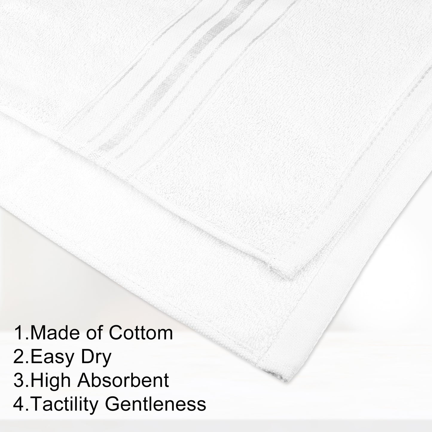 1 Pc Soft Absorbent Cotton Bath Towel, White, 55.12"x27.56"