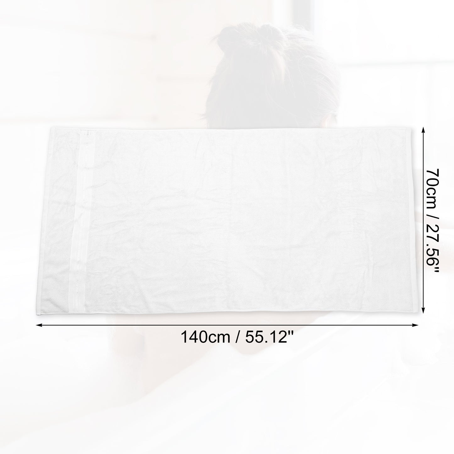 1 Pc Soft Absorbent Cotton Bath Towel, White, 55.12"x27.56"
