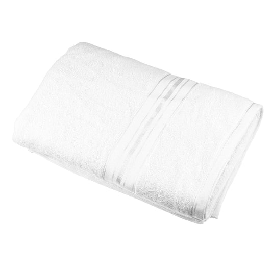 1 Pc Soft Absorbent Cotton Bath Towel, White, 55.12"x27.56"