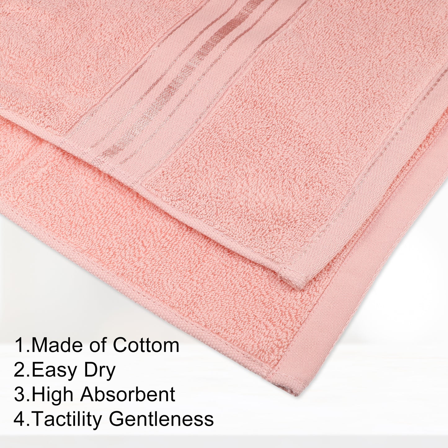 1 Pc Soft Absorbent Cotton Bath Towel, Pink, 55.12"x27.56"