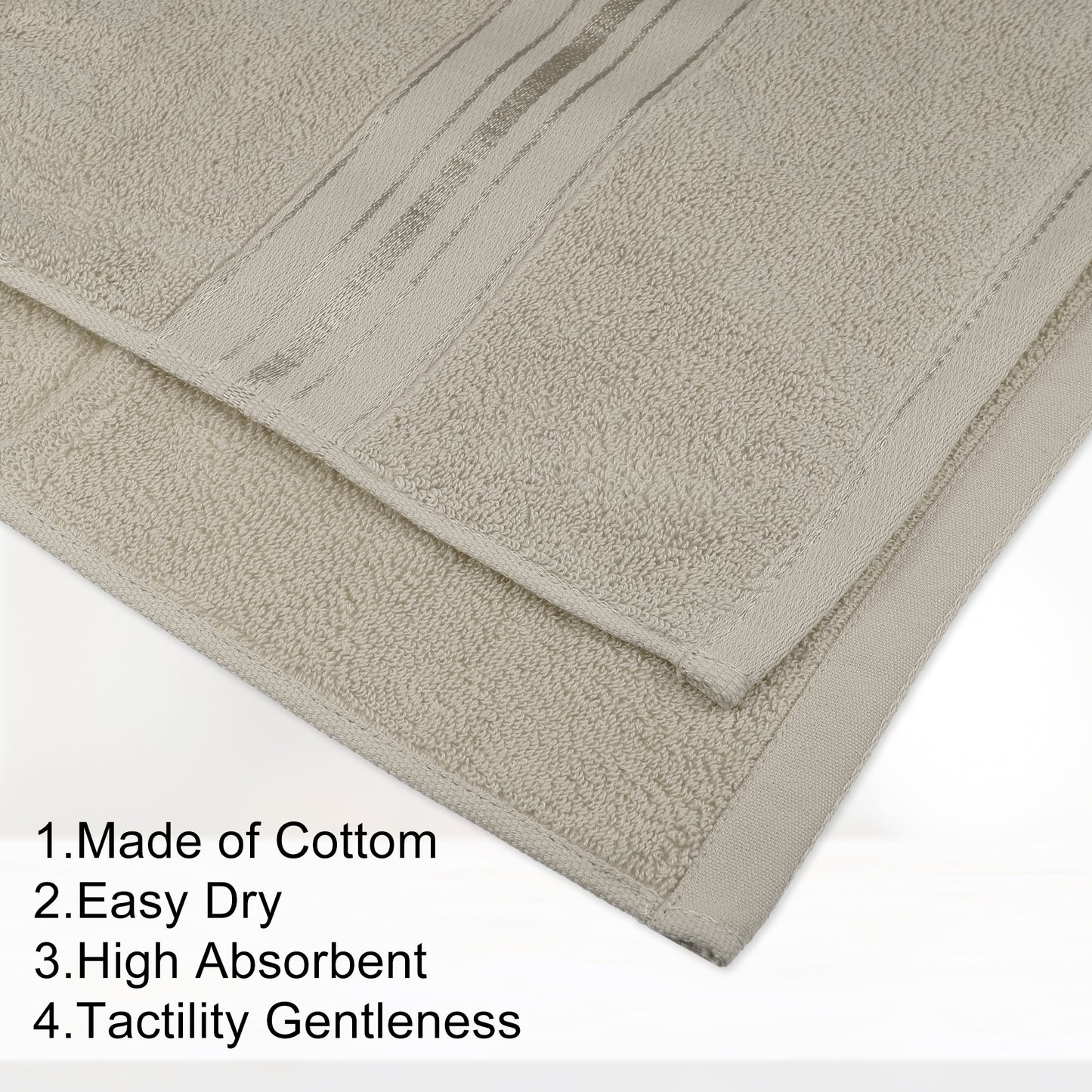 1 Pc Soft Absorbent Cotton Bath Towel, Beige, 55.12"x27.56"