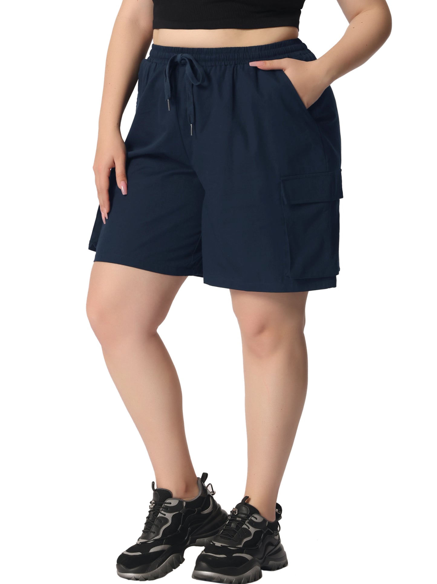 Womens Plus Size Hiking Cargo Shorts Lightweight Active Athletic Shorts Running Summer Shorts with Pockets
