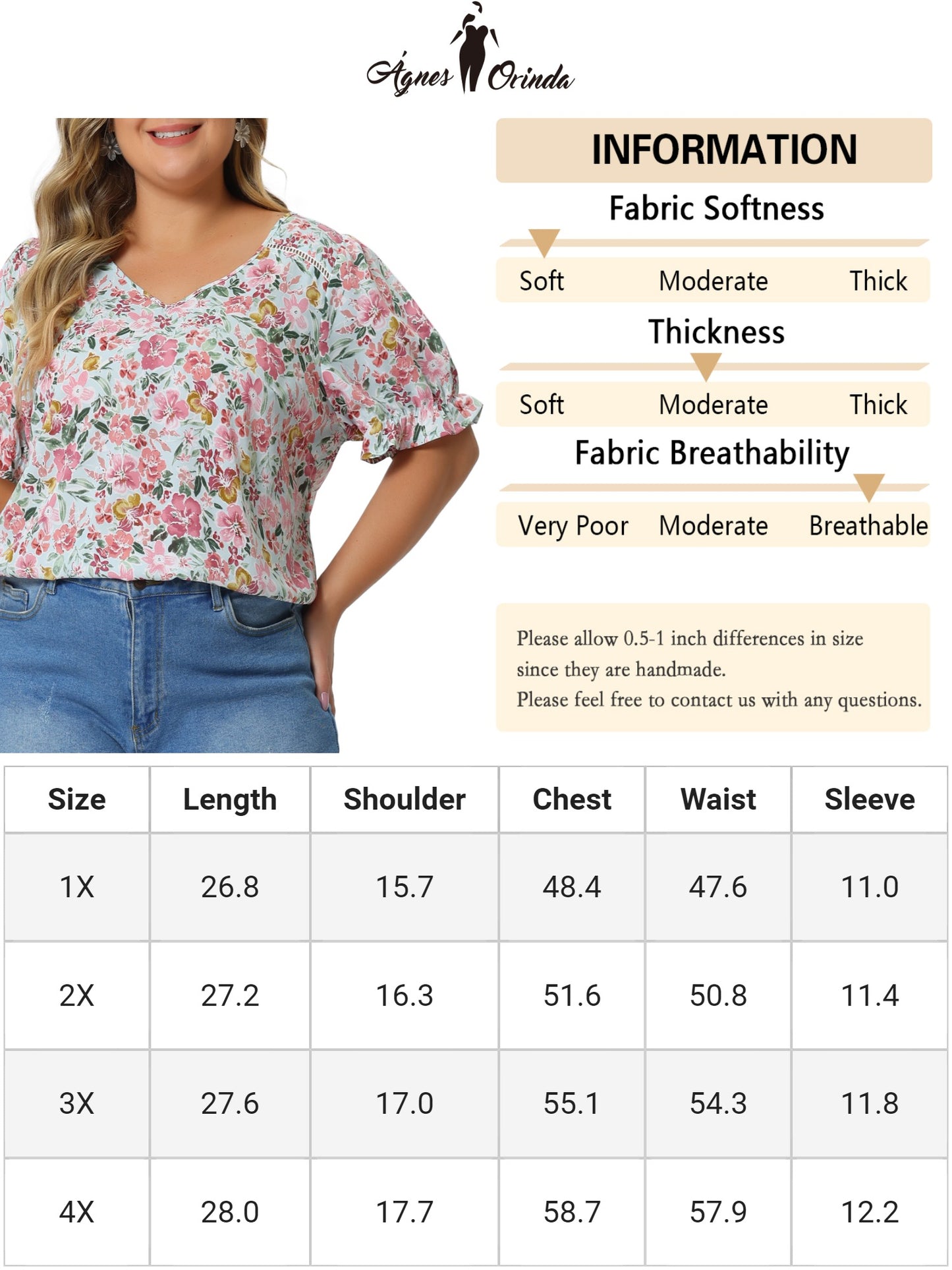 Women's Plus Size V Neck Ruffle Short Sleeve Blouses Floral Top