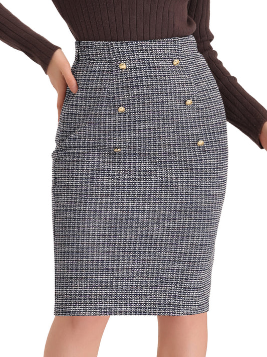 Women's Fall Winter Classic Pencil Tweed Skirt