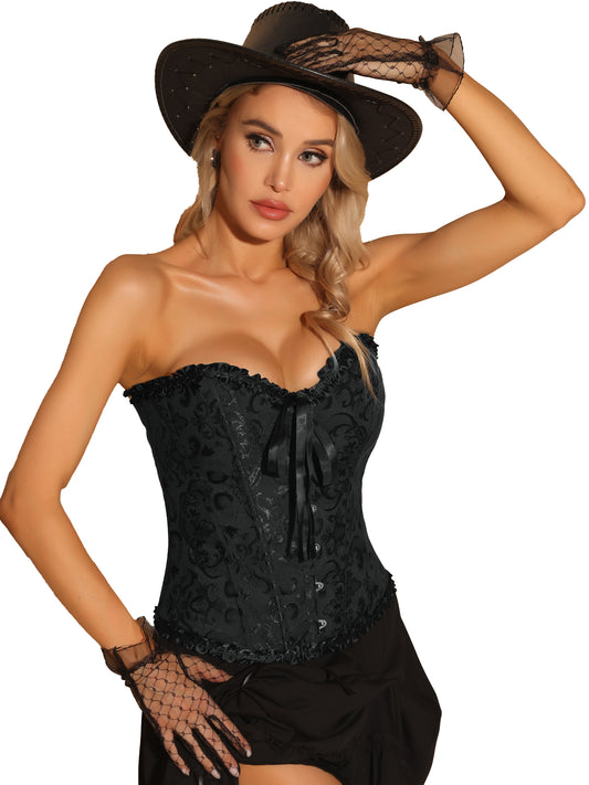 Tops de corsé para mujer, ropa moldeadora con cordones, bustier con ballenas sobre el busto, top de corsé