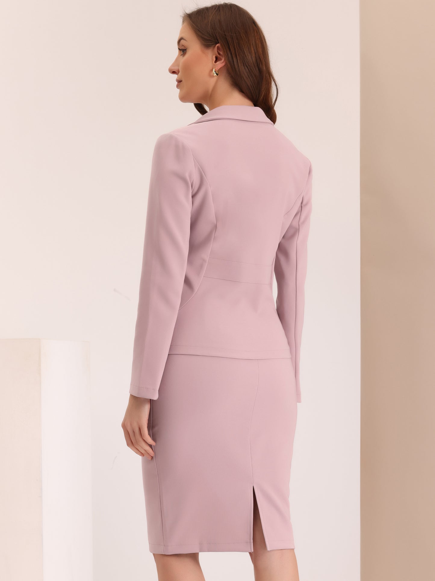 Women's 2 Piece Suit Skirt Set Business Casual Long Sleeve Blazer and Pencil Skirt (Available in Plus Size)