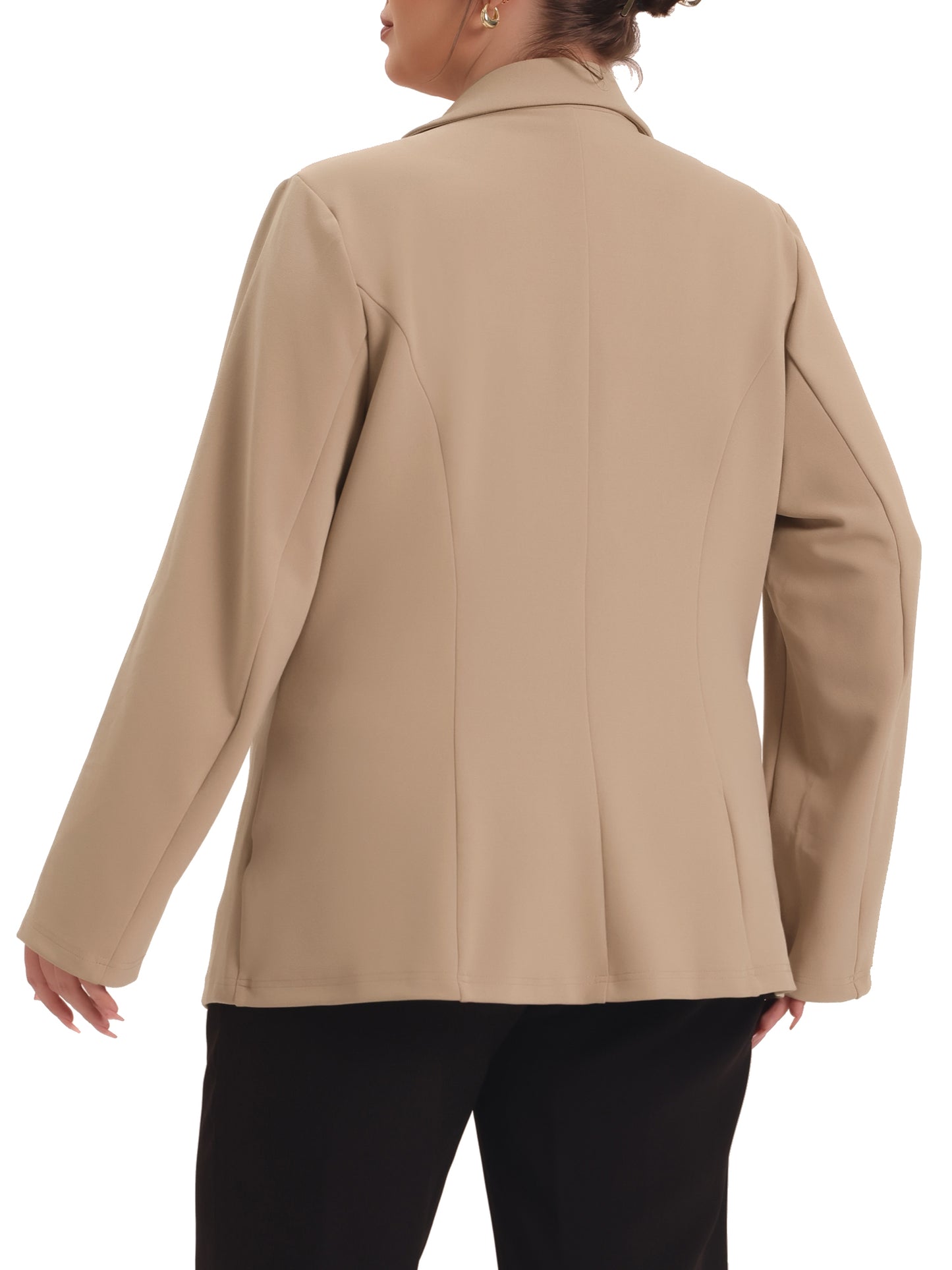 Blazer de talla grande para mujer, con solapa con muescas y cuello en V, para oficina, trabajo, negocios, chaqueta, blazer