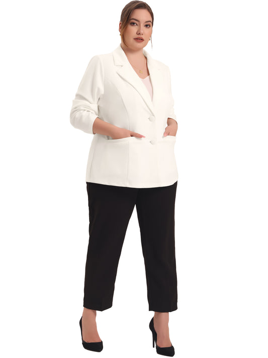 Blazer de talla grande para mujer, con solapa con muescas y cuello en V, para oficina, trabajo, negocios, chaqueta, blazer