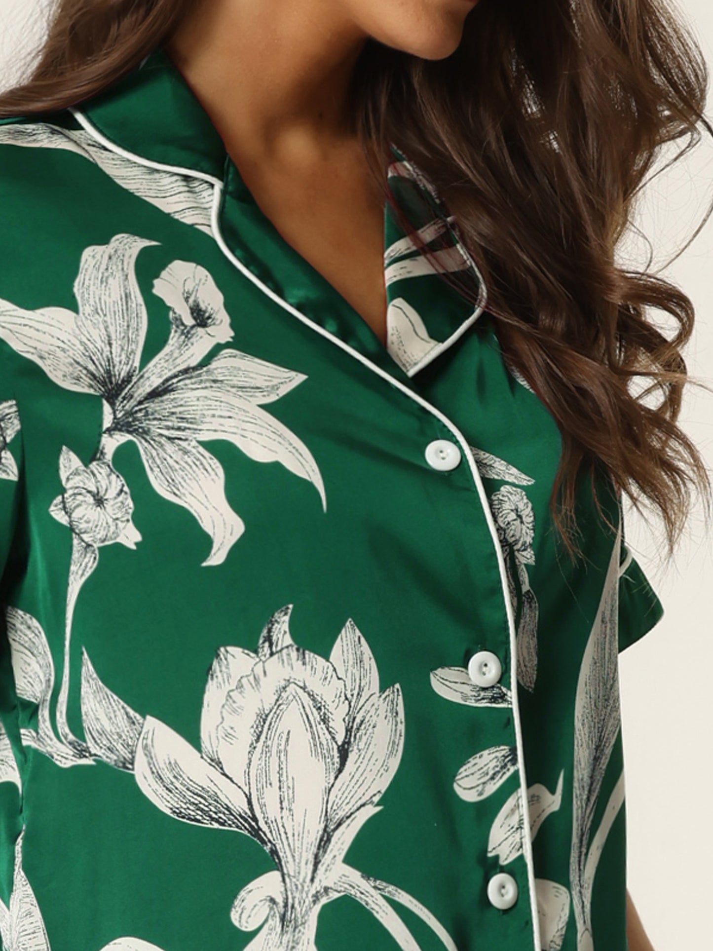 Ensemble pyjama d'été pour femme, chemise hawaïenne boutonnée avec short