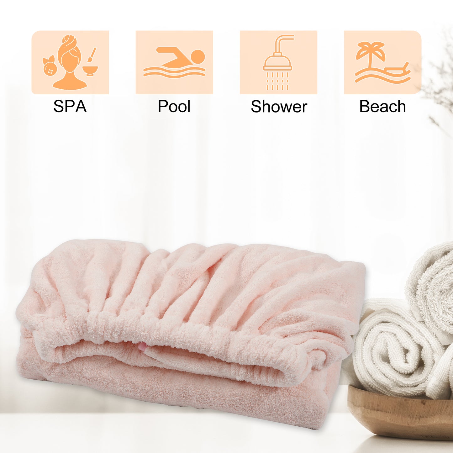 Bath Wrap Towel for Women Adjustable Closure Bath Wrap, Pink