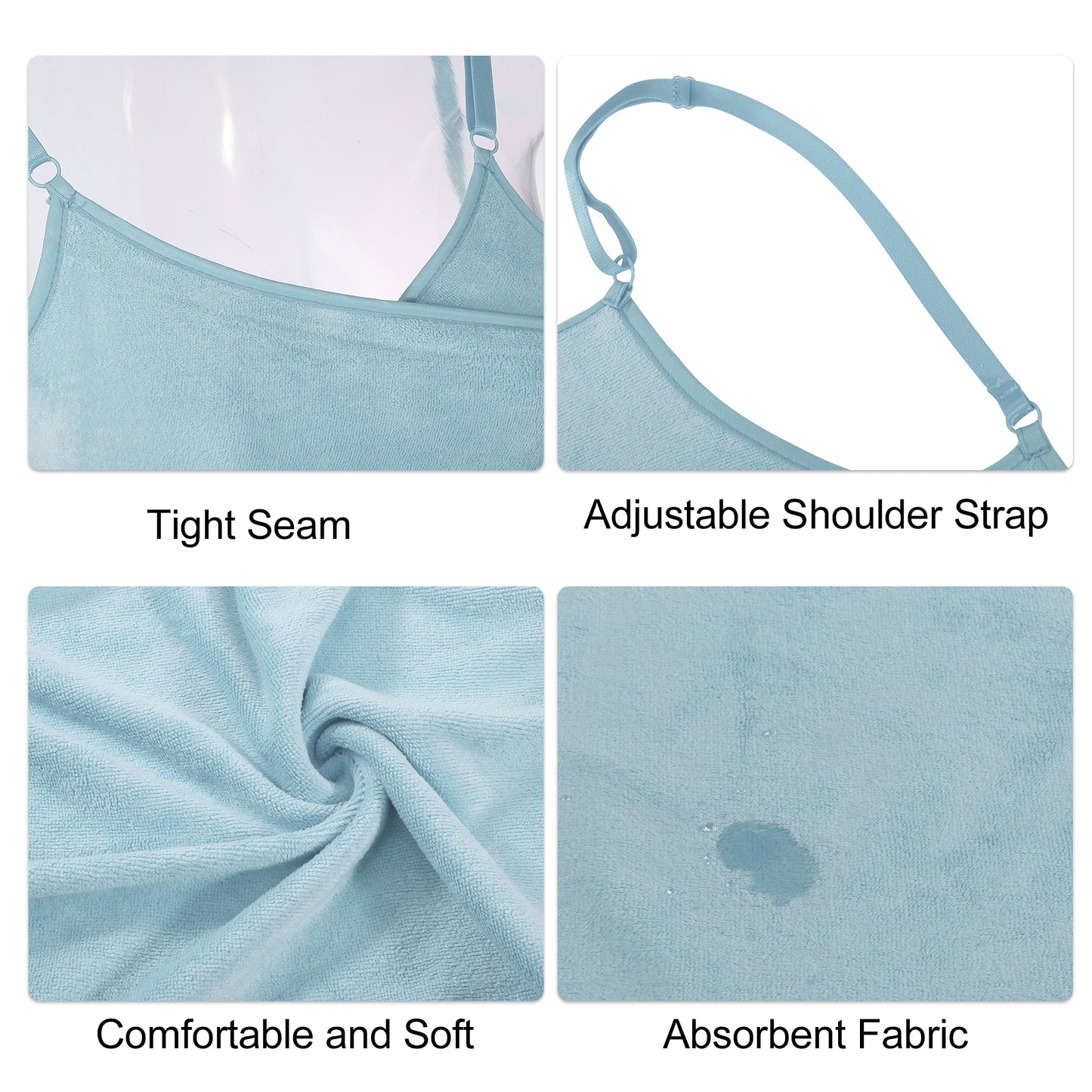 Bath Wrap Towel for Women, Adjustable Strap Shower Wrap Robe, Blue