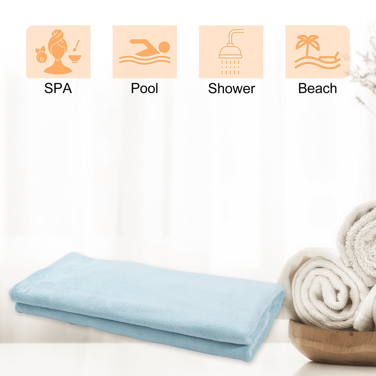 Bath Wrap Towel for Women, Adjustable Strap Shower Wrap Robe, Blue