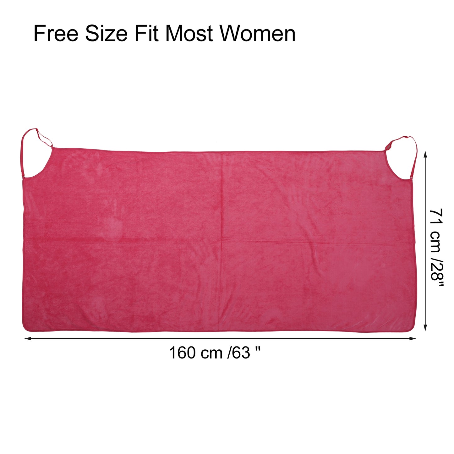 Bath Wrap Towel for Women, Adjustable Strap Shower Wrap Robe, Rose Red