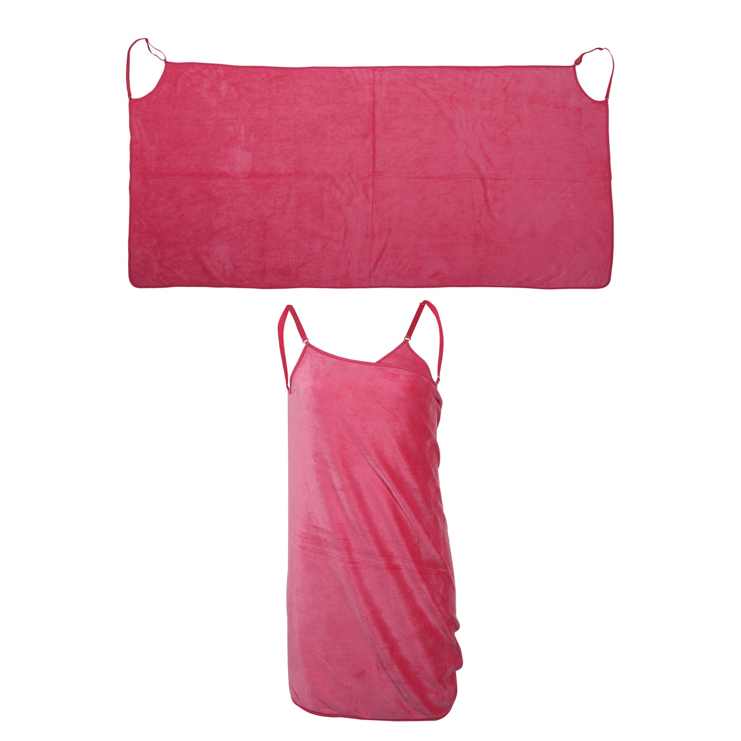 Bath Wrap Towel for Women, Adjustable Strap Shower Wrap Robe, Rose Red