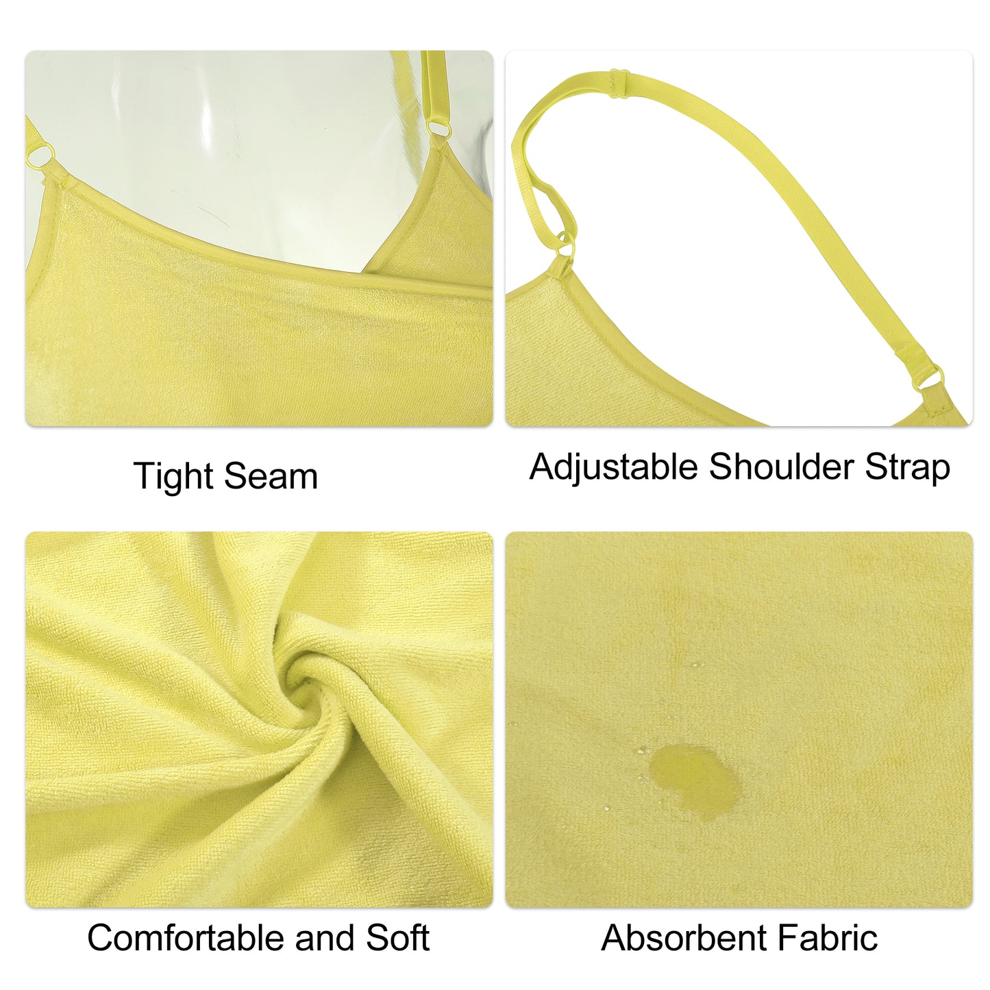 Bath Wrap Towel for Women, Adjustable Strap Shower Wrap Robe, Yellow