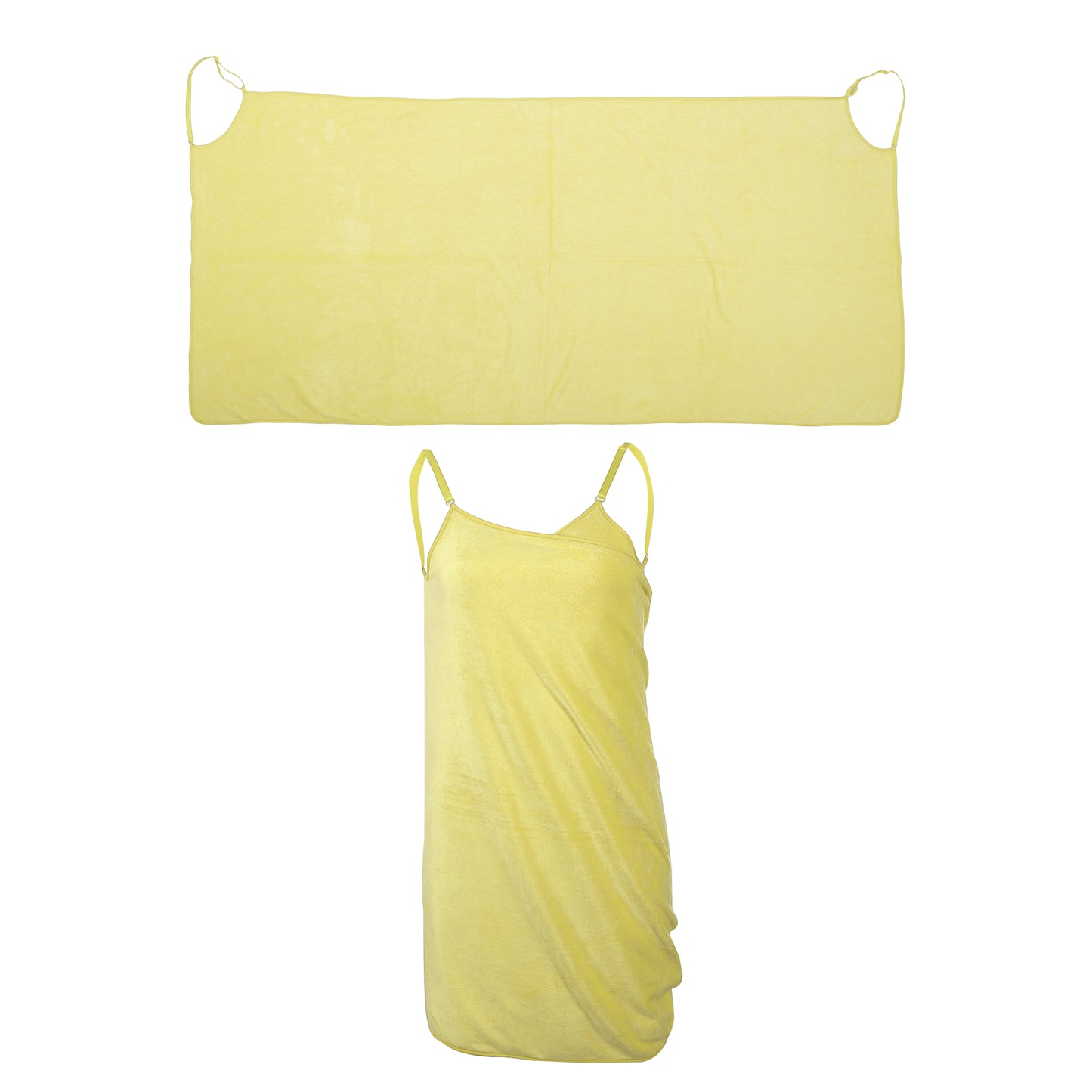 Bath Wrap Towel for Women, Adjustable Strap Shower Wrap Robe, Yellow