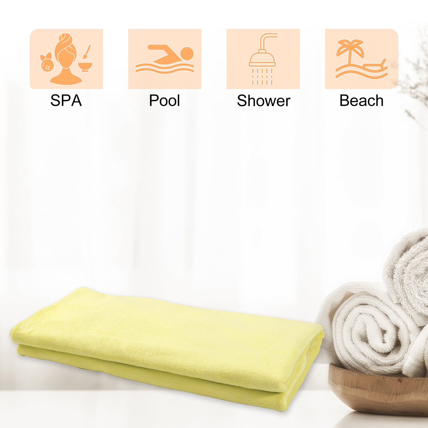 Bath Wrap Towel for Women, Adjustable Strap Shower Wrap Robe, Yellow