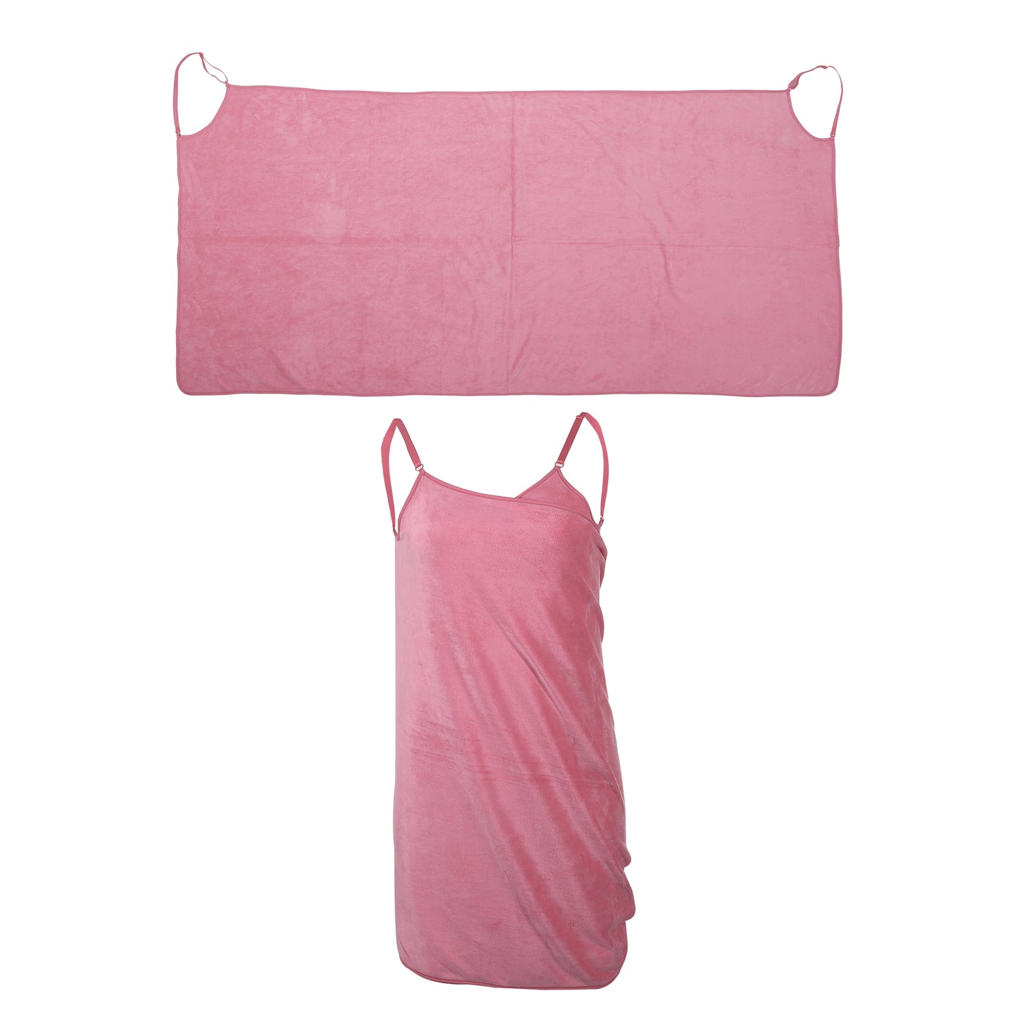Bath Wrap Towel for Women, Adjustable Strap Shower Wrap Robe, Pink