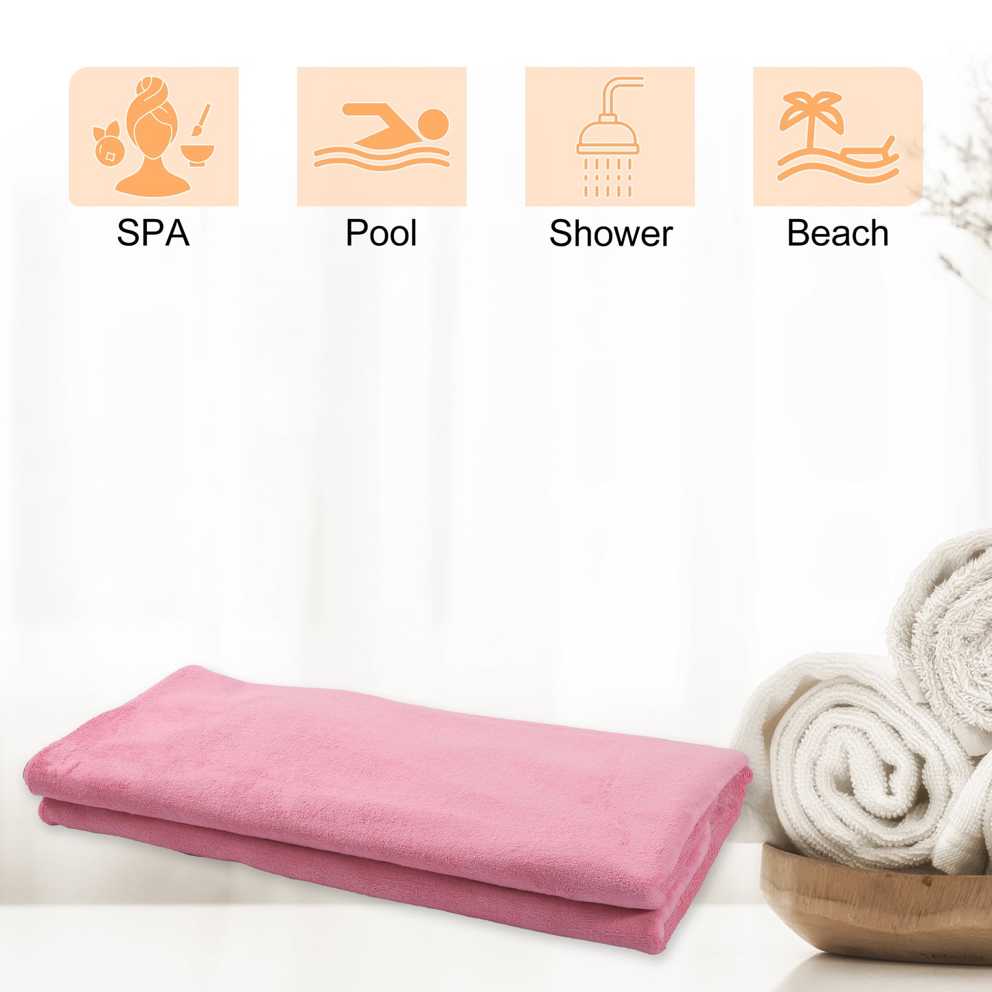 Bath Wrap Towel for Women, Adjustable Strap Shower Wrap Robe, Pink