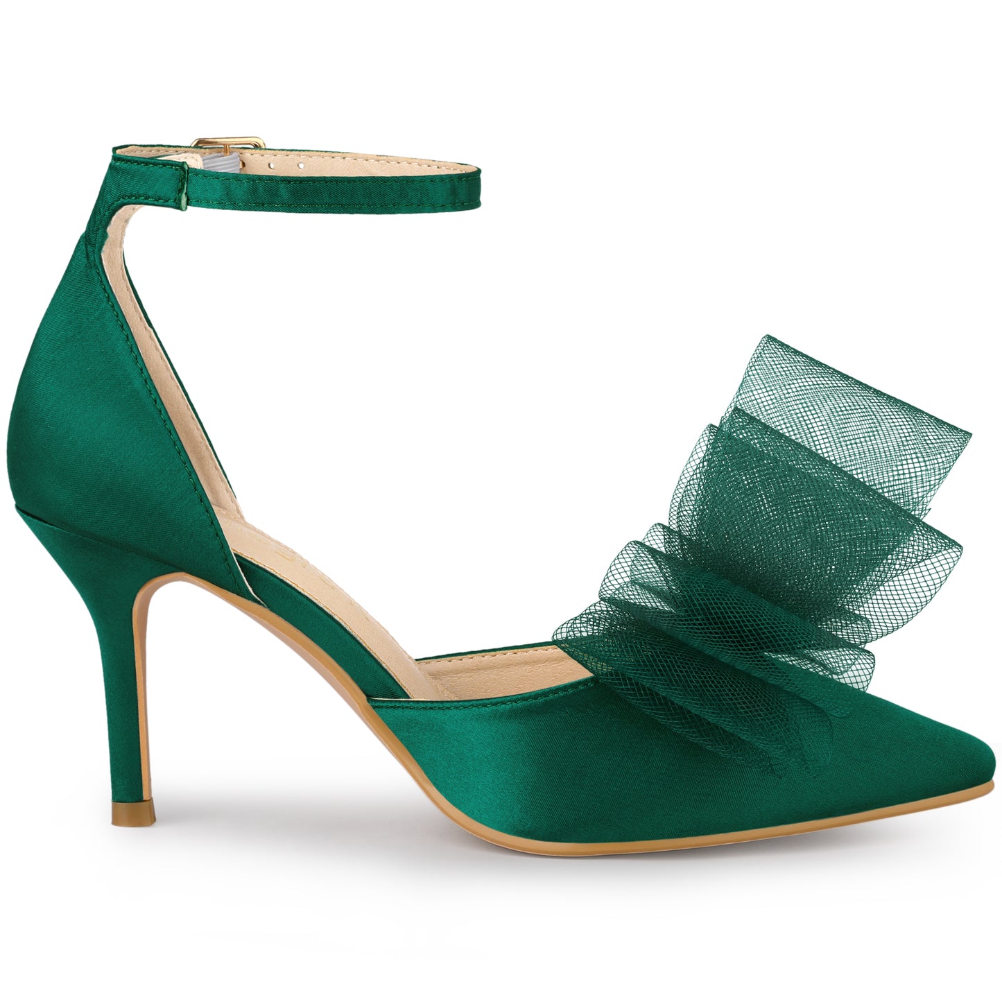 Women's Bow Tie Ankle Strap Stiletto Heels Pumps