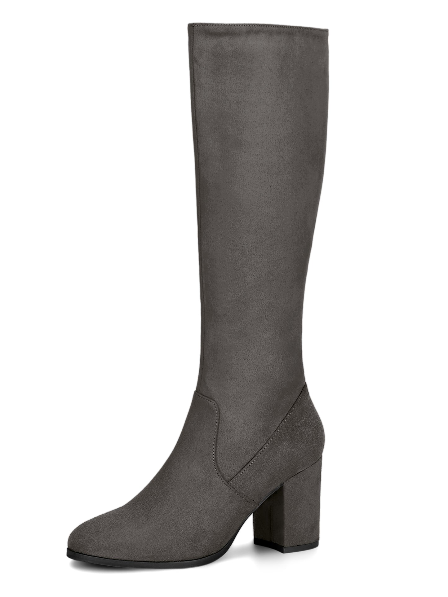 Women's Side Zipper Knee High Boots Chunky Heel Knee Boots, Deep Colors