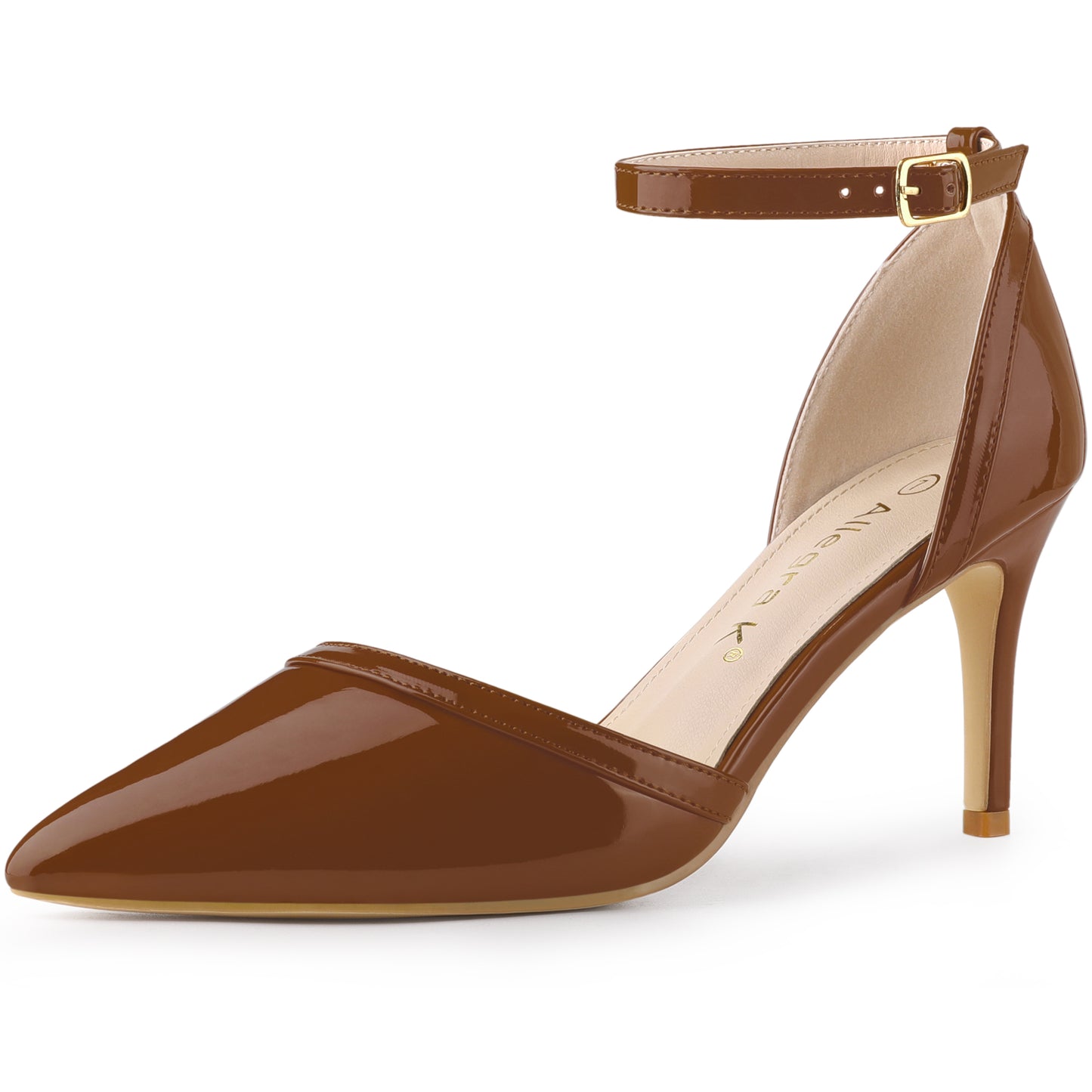 Zapatos de tacón alto de aguja con punta puntiaguda para mujer, con tiras en el tobillo, para boda, novia, fiesta de noche