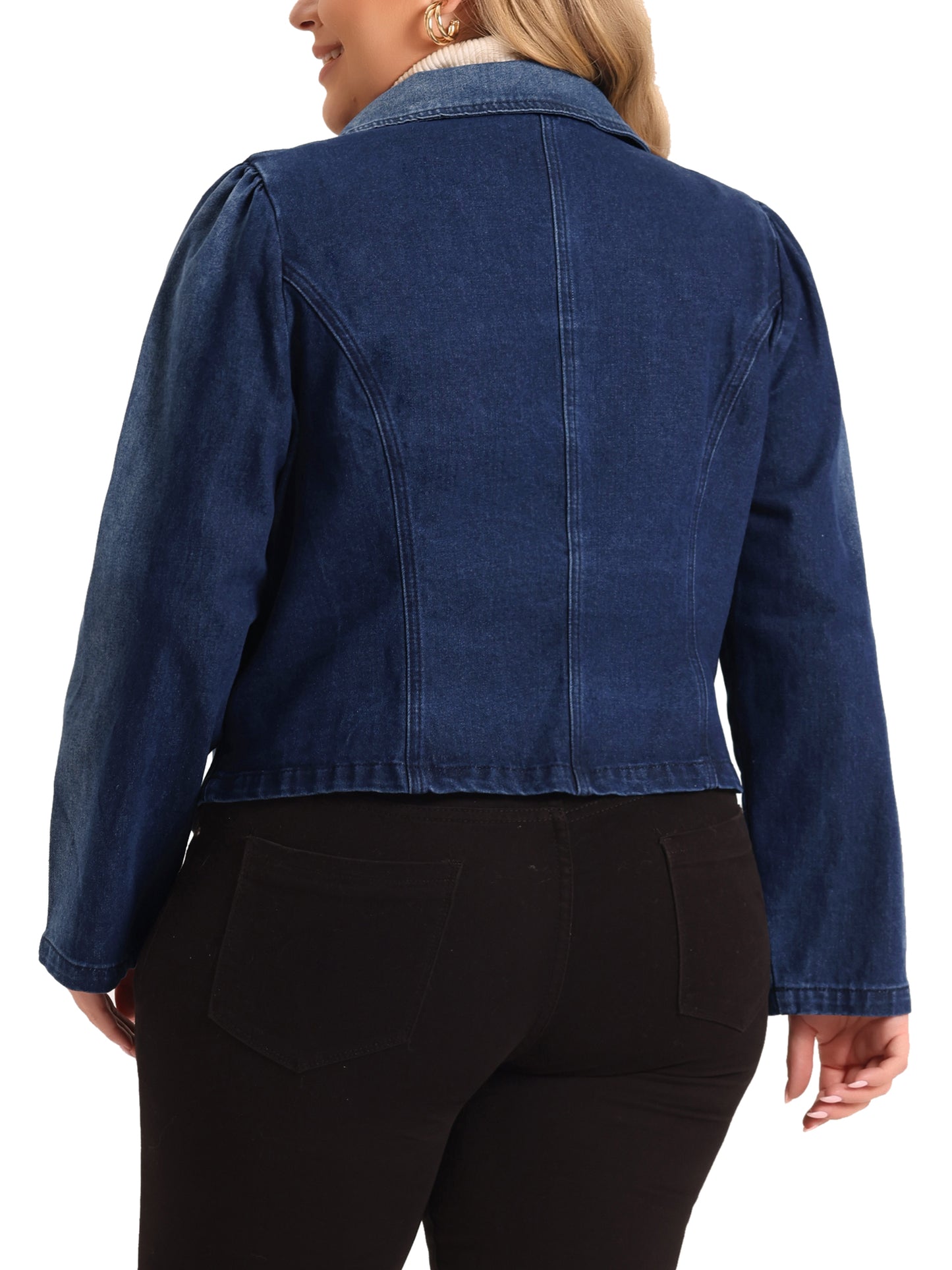 Chaqueta vaquera de talla grande para mujer, chaqueta de trabajo informal de manga larga con solapa de jean