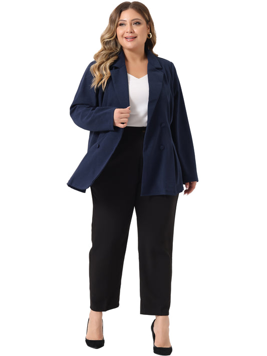 Women Plus Size Blazers Lapel Collar Elegant Double Breasted Casual Work Blazer