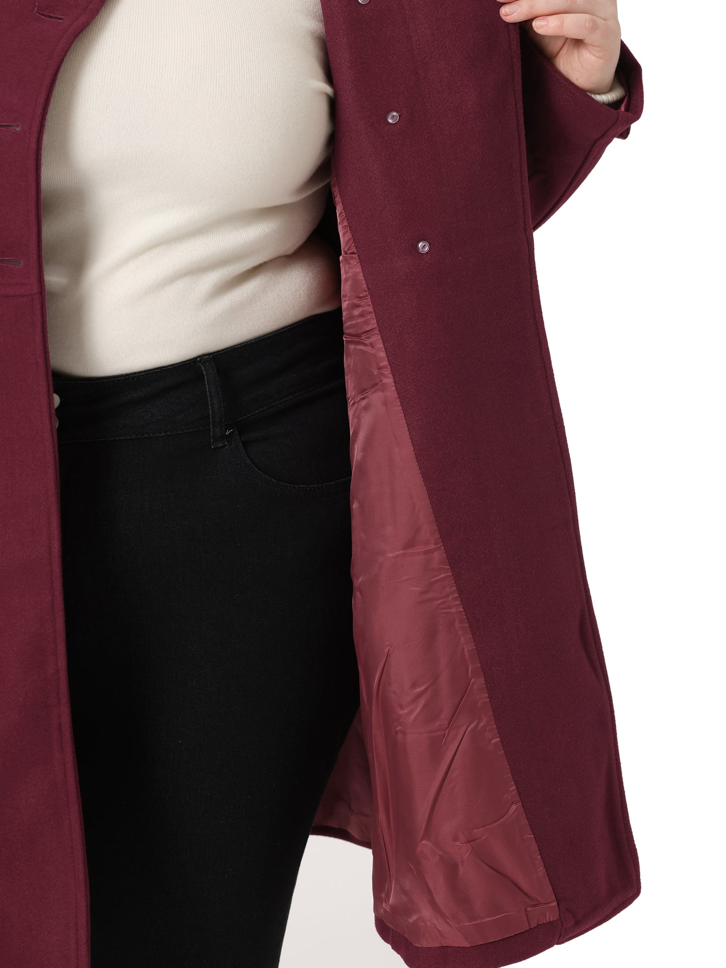 Women Plus Size Peacoat Elegant Double Breasted Trendy Jacket Winter Long Coat
