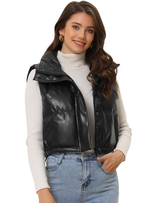 Women's Lightweight Cropped Quilted Padded Zip Up Puffer Vest