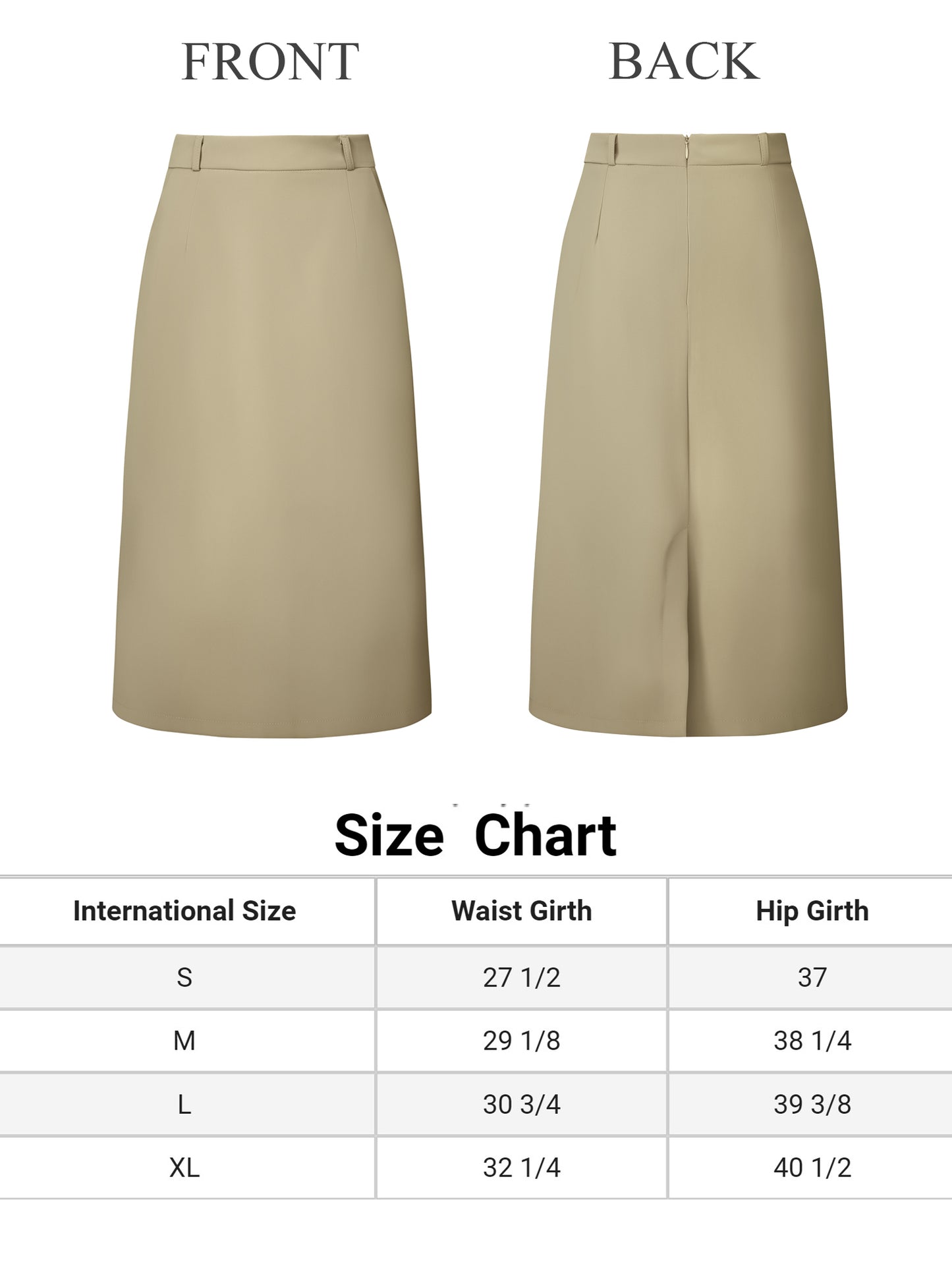 Women's Pencil Skirt High Waist Split Back Work Midi Skirts