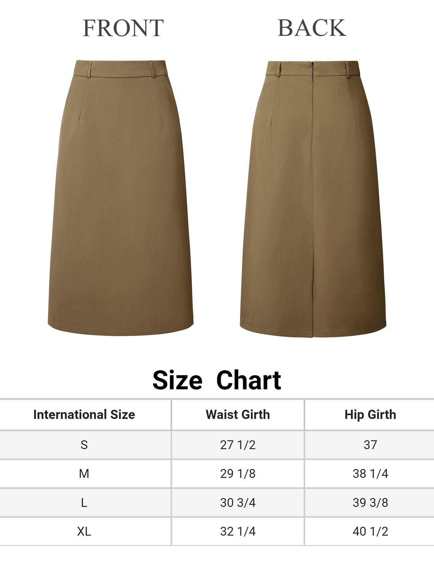 Women's Pencil Skirt High Waist Split Back Work Midi Skirts