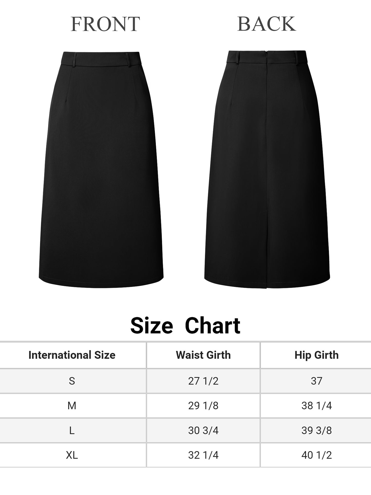 Women's Pencil Skirt High Waist Split Back Work Midi Skirts